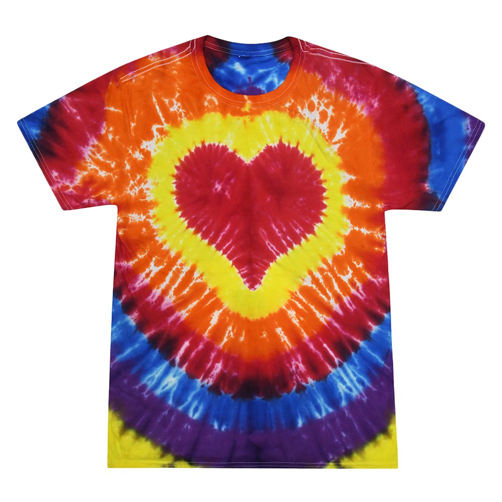 Short Sleeve Tie Dye T-Shirt | Multicolor Heart - Headshop.com