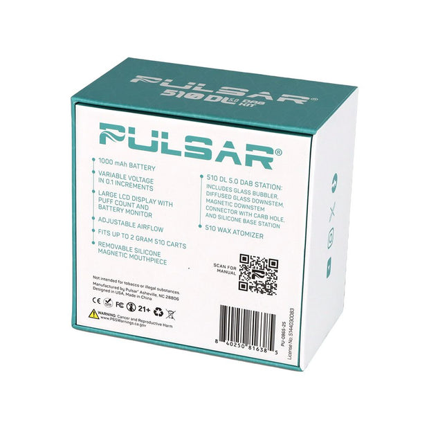 Pulsar DL 5.0 Bubbler Dab Kit with Wax Atomizer - 1000mAh / Black