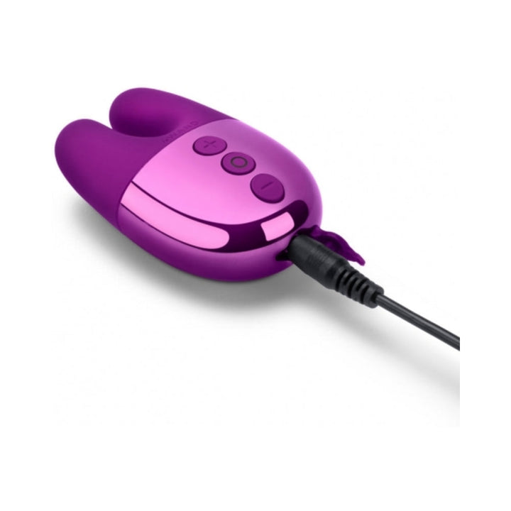 Le Wand Chrome Double Vibe Rechargeable Silicone Mini Vibrator Dark Cherry - Headshop.com