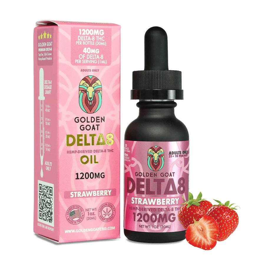Delta-8 Oil, 1200mg – Strawberry – 30ml, 1oz. - Headshop.com