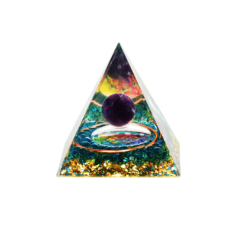 Purple Globe Orgonite Pyramid - 2.5" - Headshop.com