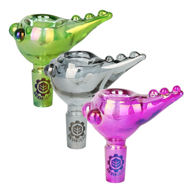 9CT DISPLAY - SeshGear Chromatic Pushed Bowl w Pulled Handle  - 14mm M / Assorted Colors