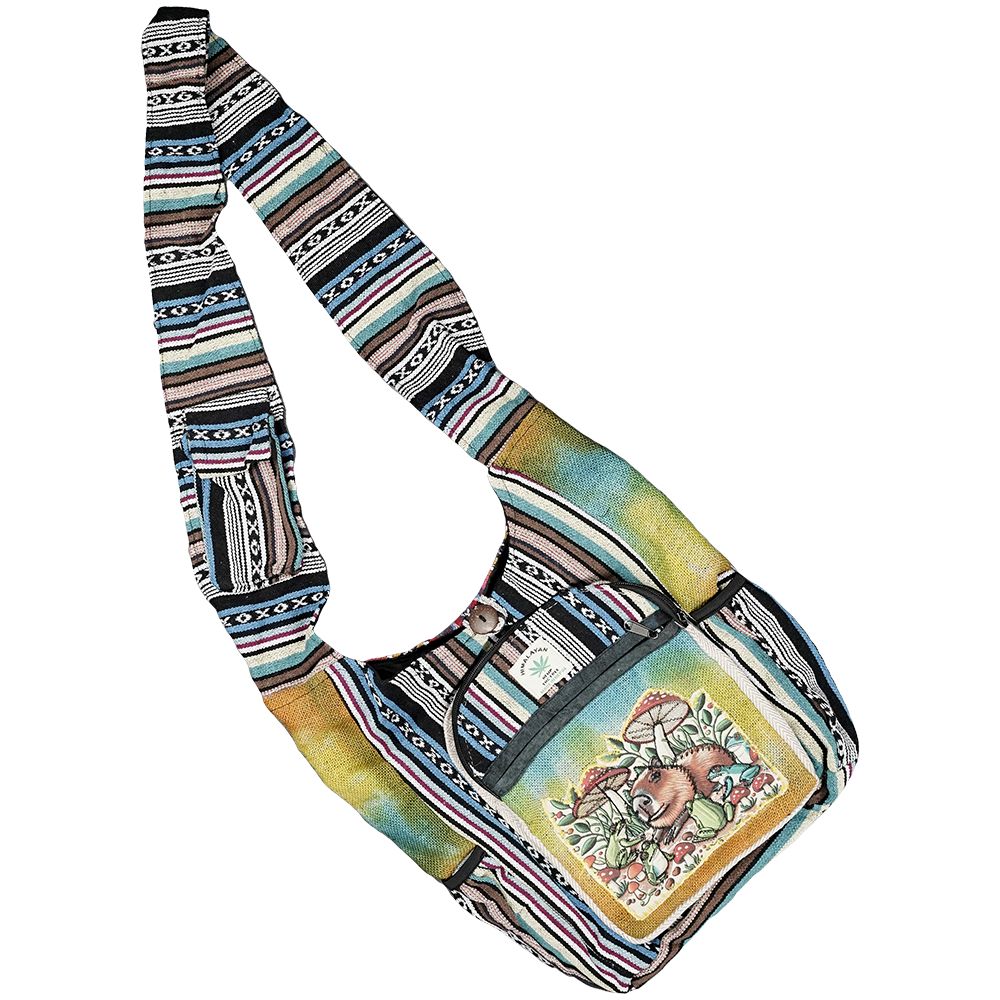 Threadheads Himalayan Hemp Capybara Patchwork Shoulder Bag - 15" x 14" - Headshop.com