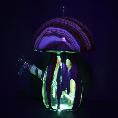 Dabtized Trippy Mushroom LED Water Pipe - 9" / 14mm F / Colors Vary - Headshop.com