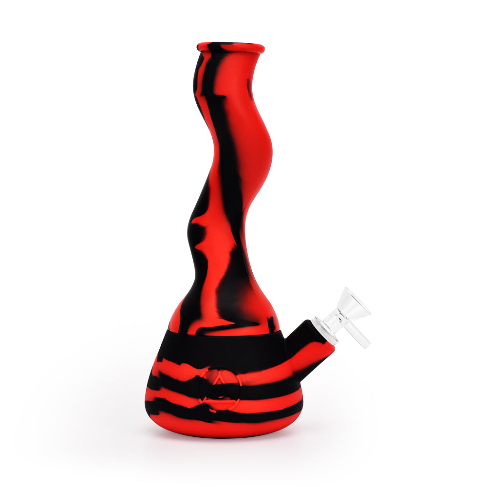 Ritual - 10'' Wavy Silicone Beaker - Black & Red - Headshop.com
