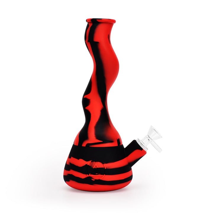 Ritual - 10'' Wavy Silicone Beaker - Black & Red - Headshop.com