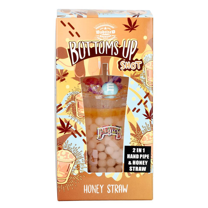 Dabtized Bottoms Up Shot Glass 2 In 1 Honey Straw - 4" / 10mm F / Asst Designs - Headshop.com