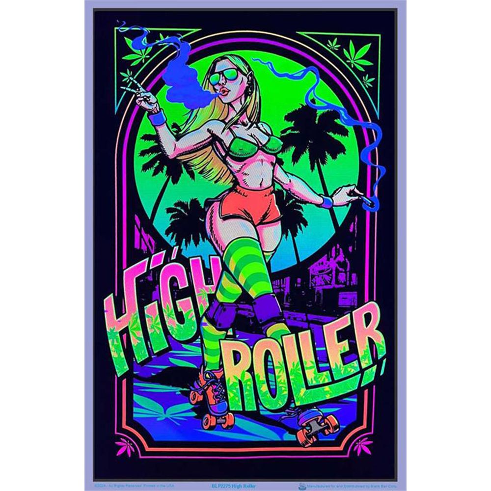 High Roller Girl Flocked Blacklight Poster - 23"x35" - Headshop.com