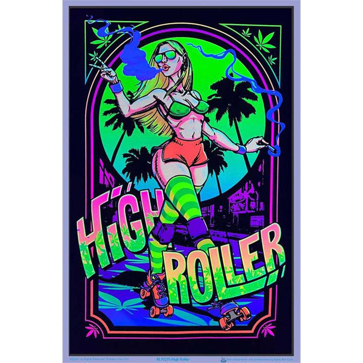 High Roller Girl Flocked Blacklight Poster - 23"x35" - Headshop.com