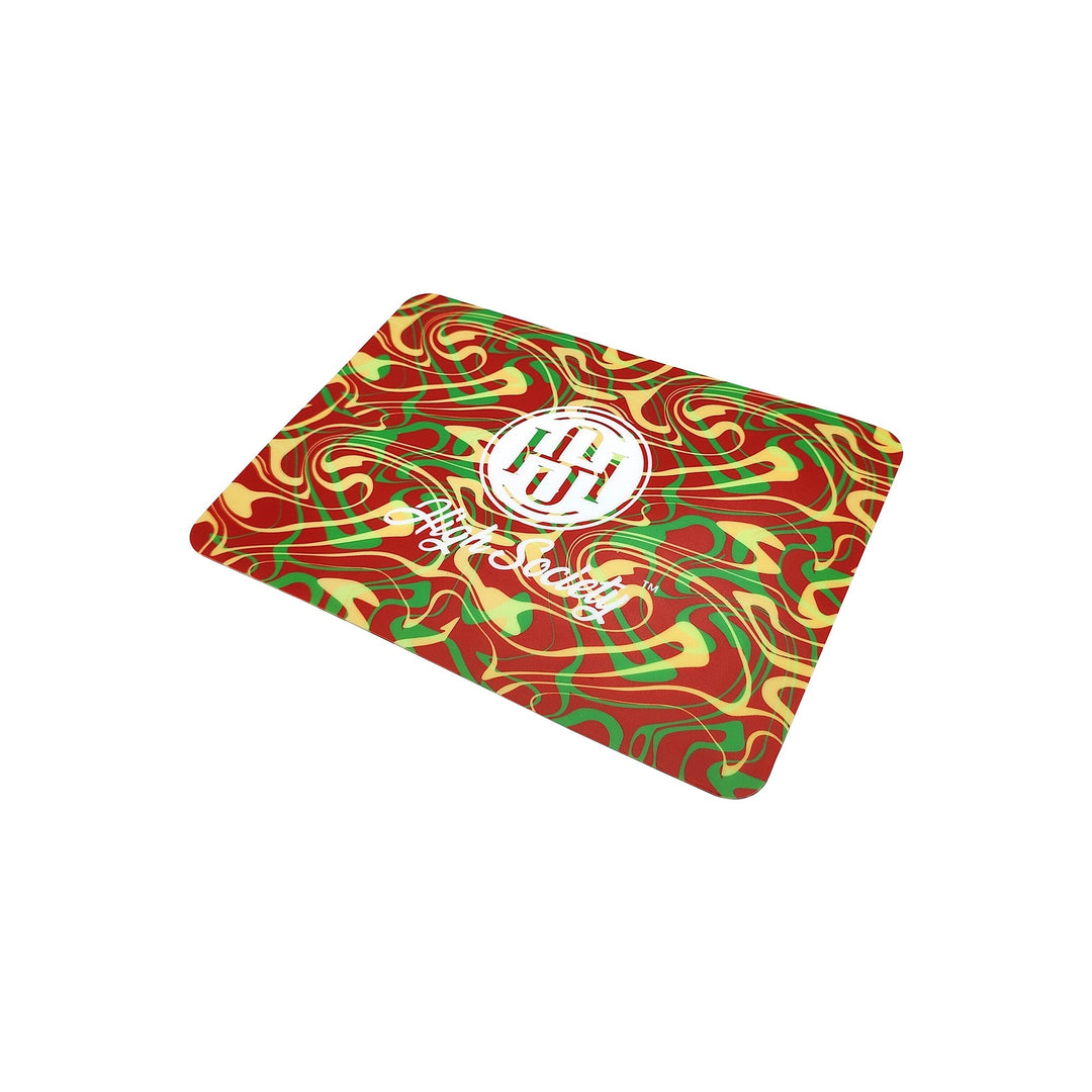 High Society Rectangle Dab Mat - Rasta - Headshop.com