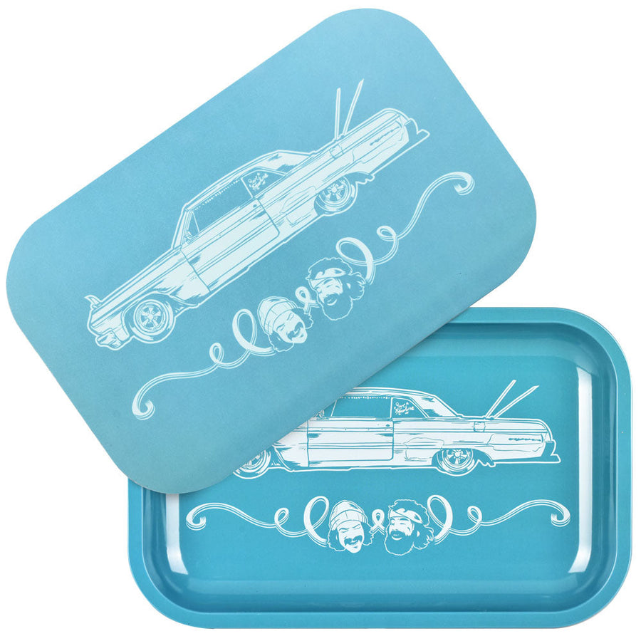 Cheech & Chong x Pulsar Metal Rolling Tray W/ Lid - Love Machine / 11" x 7" - Headshop.com