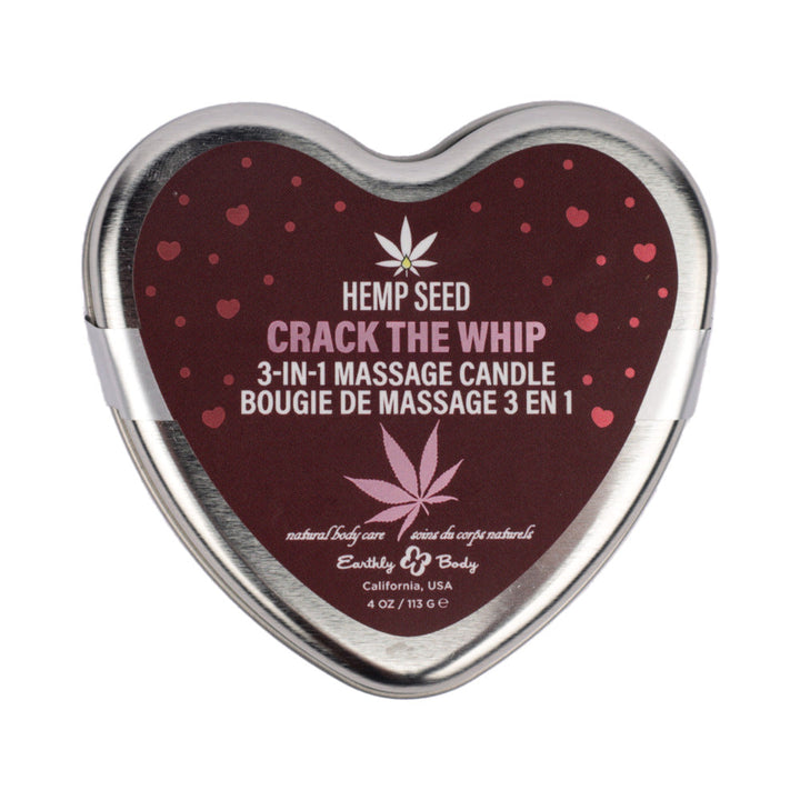 Earthly Body Hemp Seed Valentine 3-in-1 Massage Candle Crack The Whip 4.7 oz. - Headshop.com