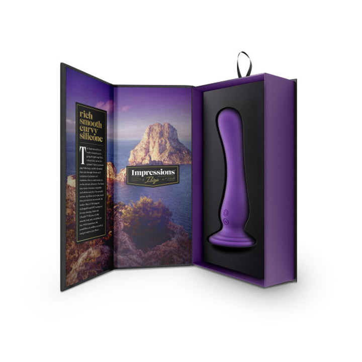 Impressions Ibiza Rechargeable Silicone 7.75 in. Vibrating Dildo with Suction Cup Plum - Headshop.com