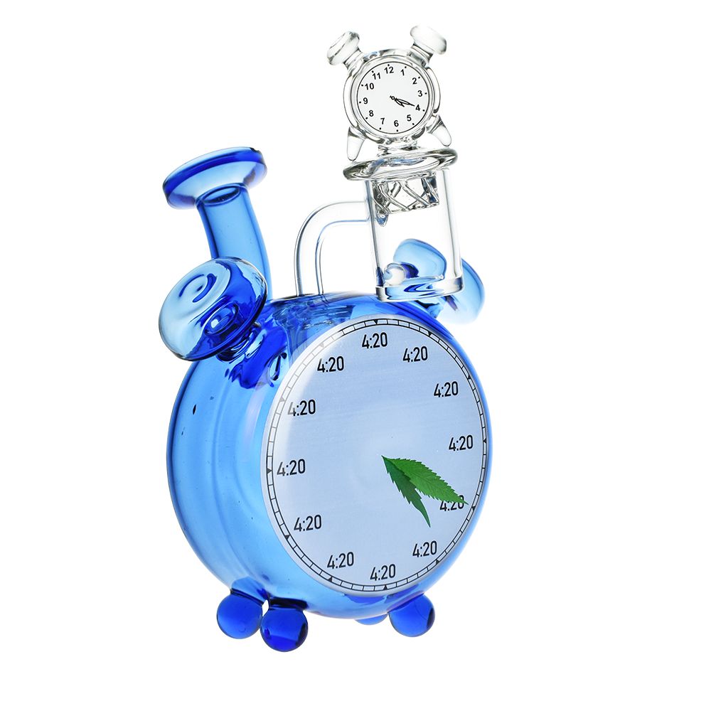 It's 4:20 Somewhere Alarm Clock Rig w/ Matching Carb - 5.75" / 14mm F / Colors Vary - Headshop.com