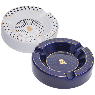Lucienne Tapered Dots Round Ceramic Cigar Ashtray | 7.5" - Headshop.com