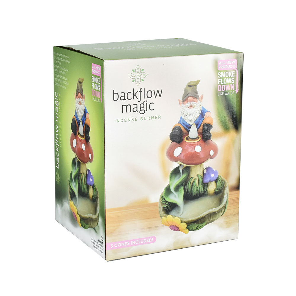 Gnome On A Mushroom Backflow Incense Burner - 7" - Headshop.com