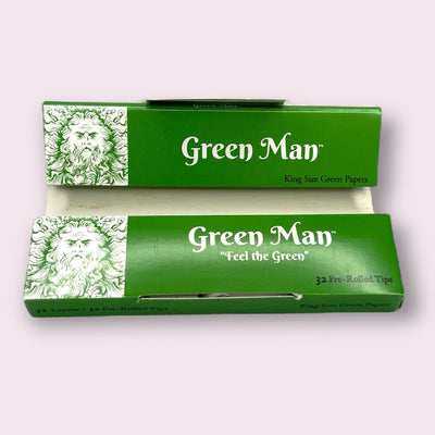Green Man King Size Green Rice Papers with Pre-Rolled Tips - Headshop.com