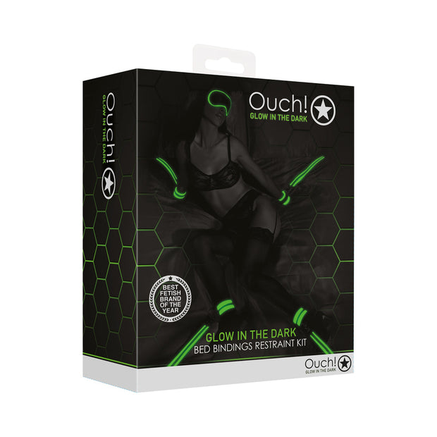 Ouch! Glow in the Dark Bed Bindings Restraint Kit Neon Green - Headshop.com