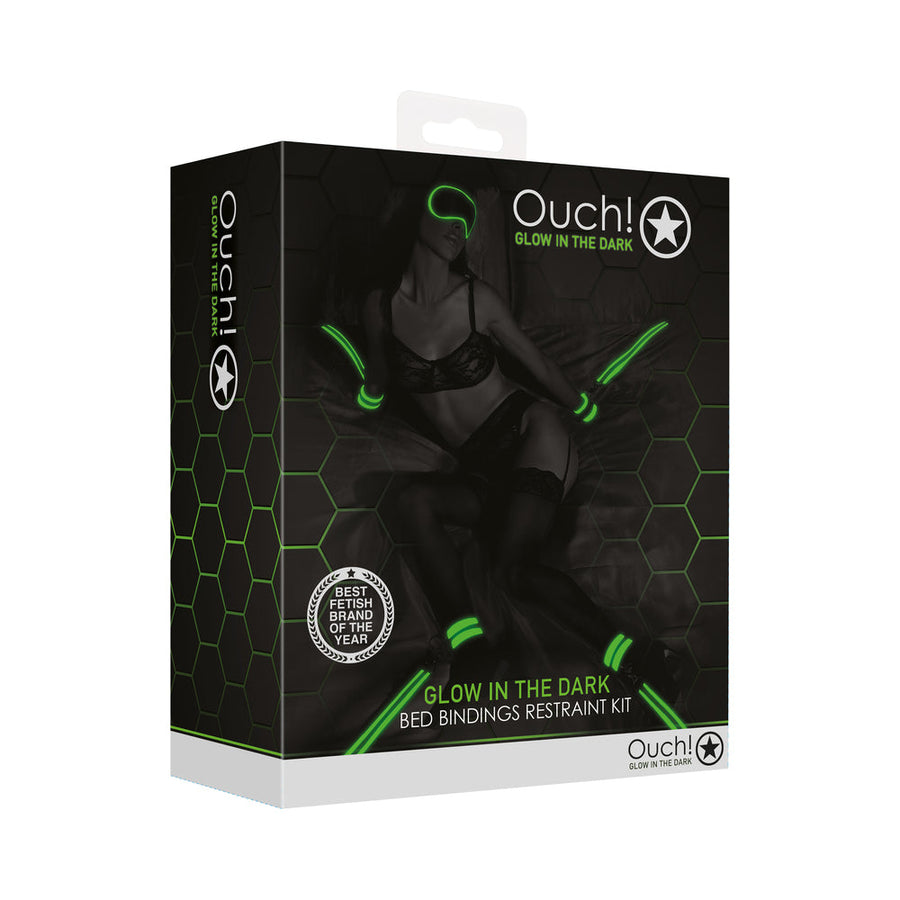 Ouch! Glow in the Dark Bed Bindings Restraint Kit Neon Green - Headshop.com
