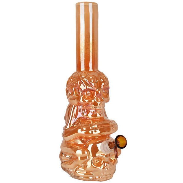 Iridescent Crouching Skeleton Soft Glass Water Pipe - 13.5" - Headshop.com