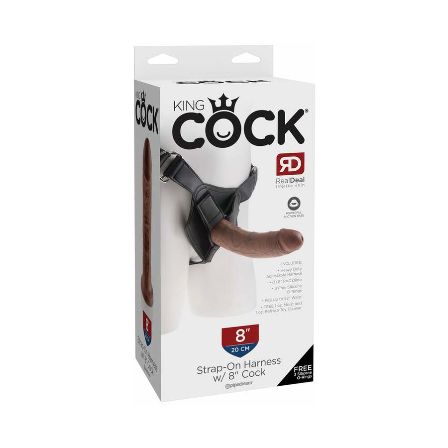 King Cock Strap-On Harness With 8 in. Cock Brown - Headshop.com
