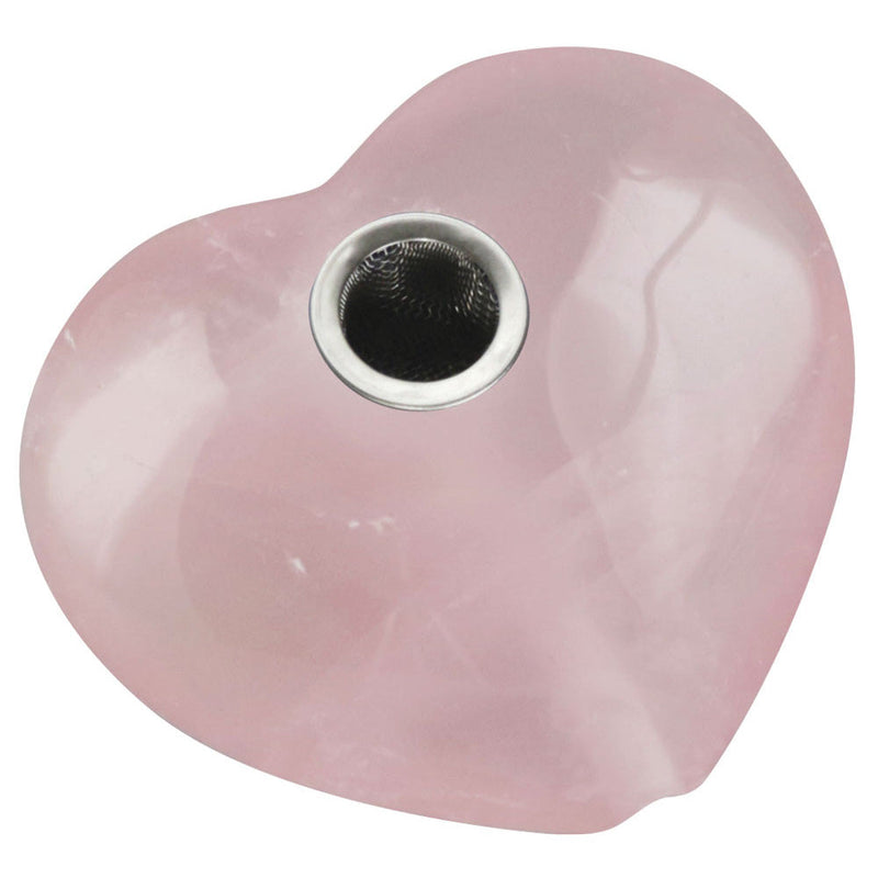 Gemstone Hand Pipe | Rose Quartz Heart - Headshop.com