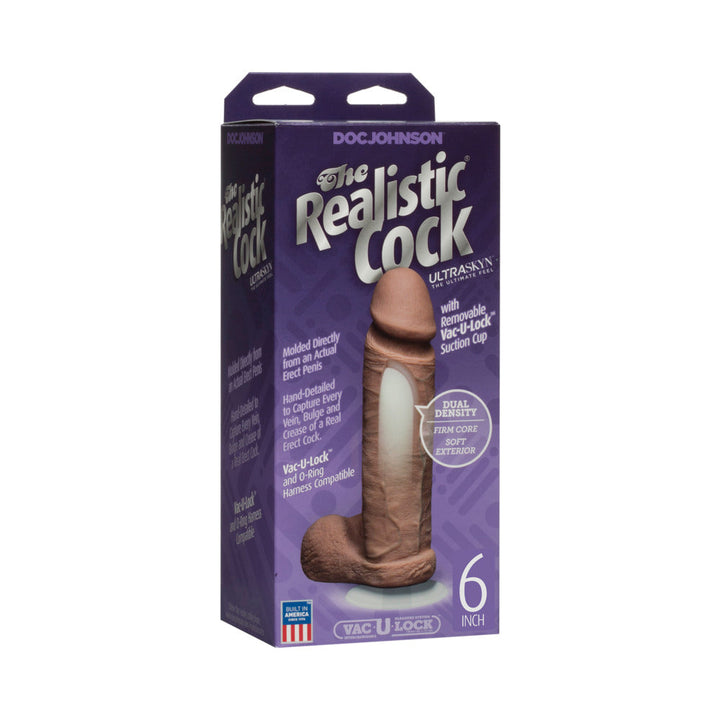 The Realistic Cock - UR3 - 6 Inch Brown - Headshop.com