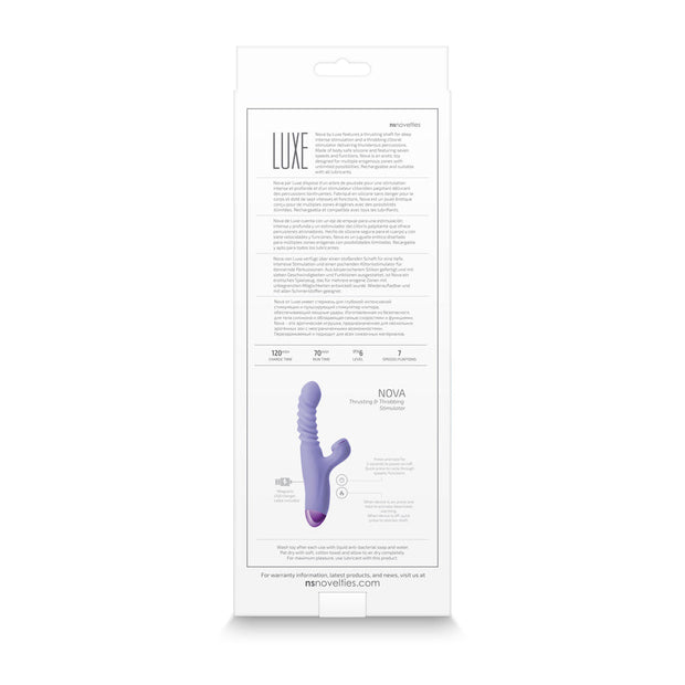 Luxe Nova Rechargeable Thrusting & Throbbing Stimulator Purple - Headshop.com