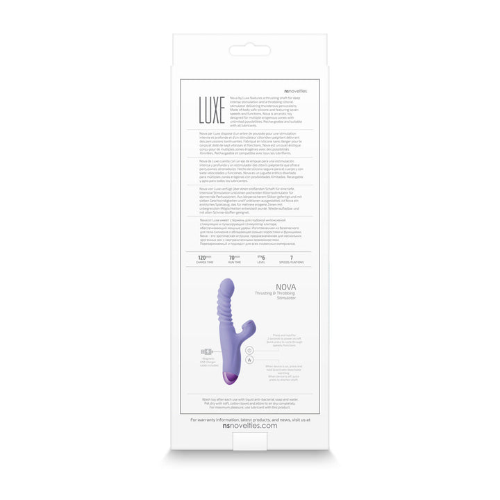 Luxe Nova Rechargeable Thrusting & Throbbing Stimulator Purple - Headshop.com