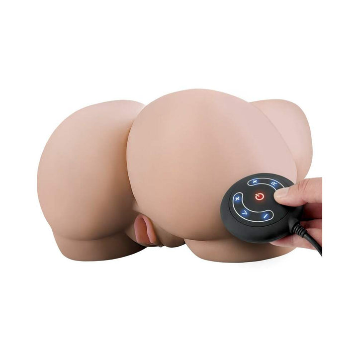 PDX Elite Milk Me Silly Remote-Controlled Vibrating Rotating Dual-Entry Mega Masturbator Beige - Headshop.com