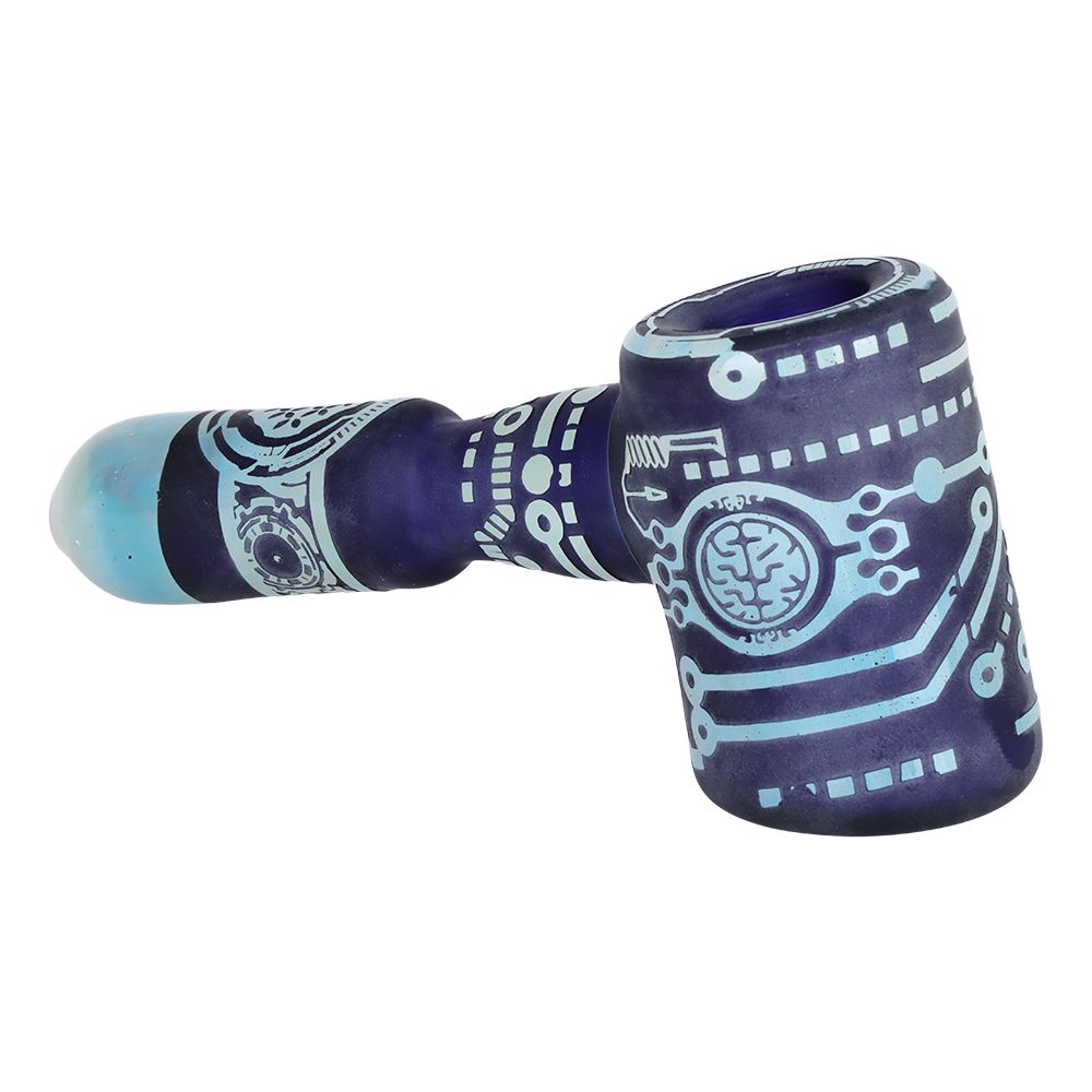 Circuits of Love Sandblasted Glass Hand Pipe - 4.75" / Colors Vary - Headshop.com