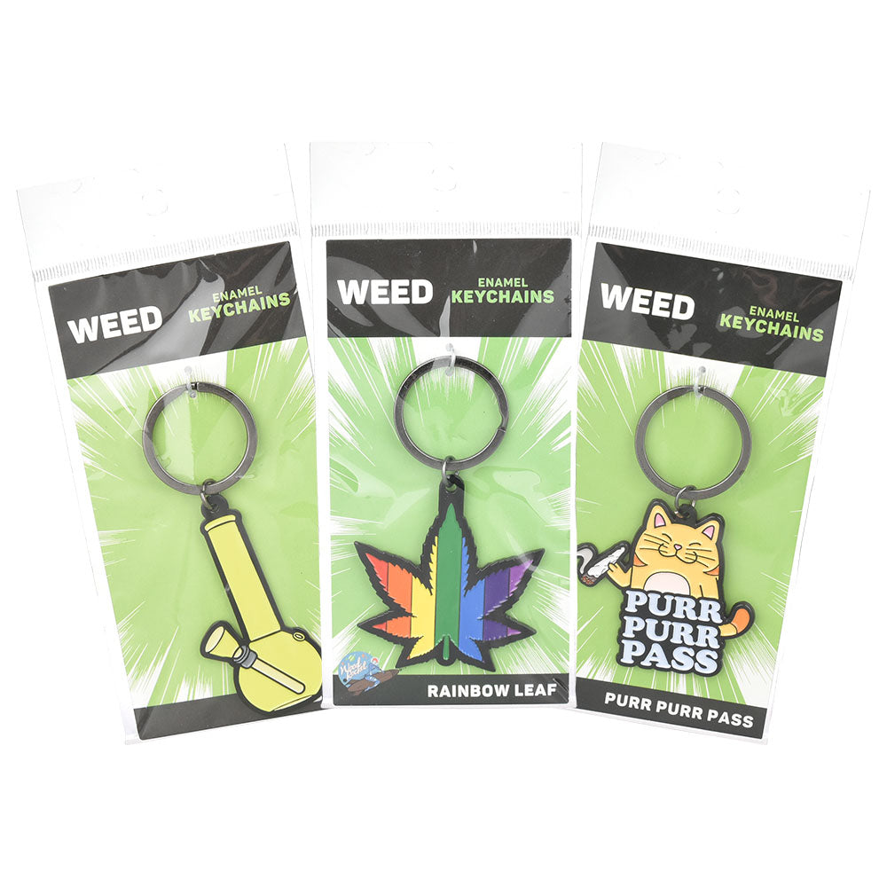 Wood Rocket Hemp Enamel Keychains - Assorted Designs 36PC DISPLAY - - Headshop.com