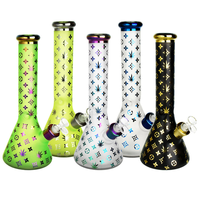 Metallic Floral Diamond Water Pipe- 13" /14mm F /Colors Vary - Headshop.com