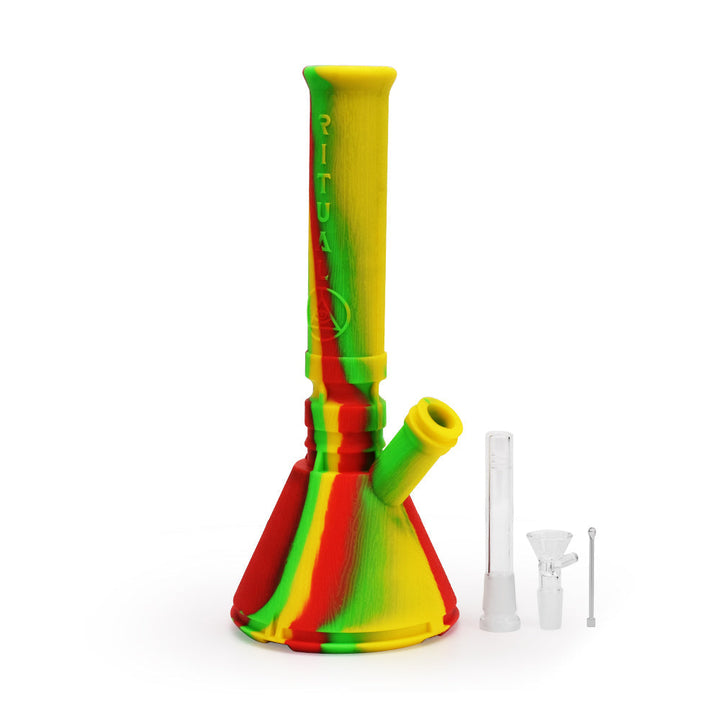 Ritual - 12'' Deluxe Silicone Modular Beaker - Rasta - Headshop.com