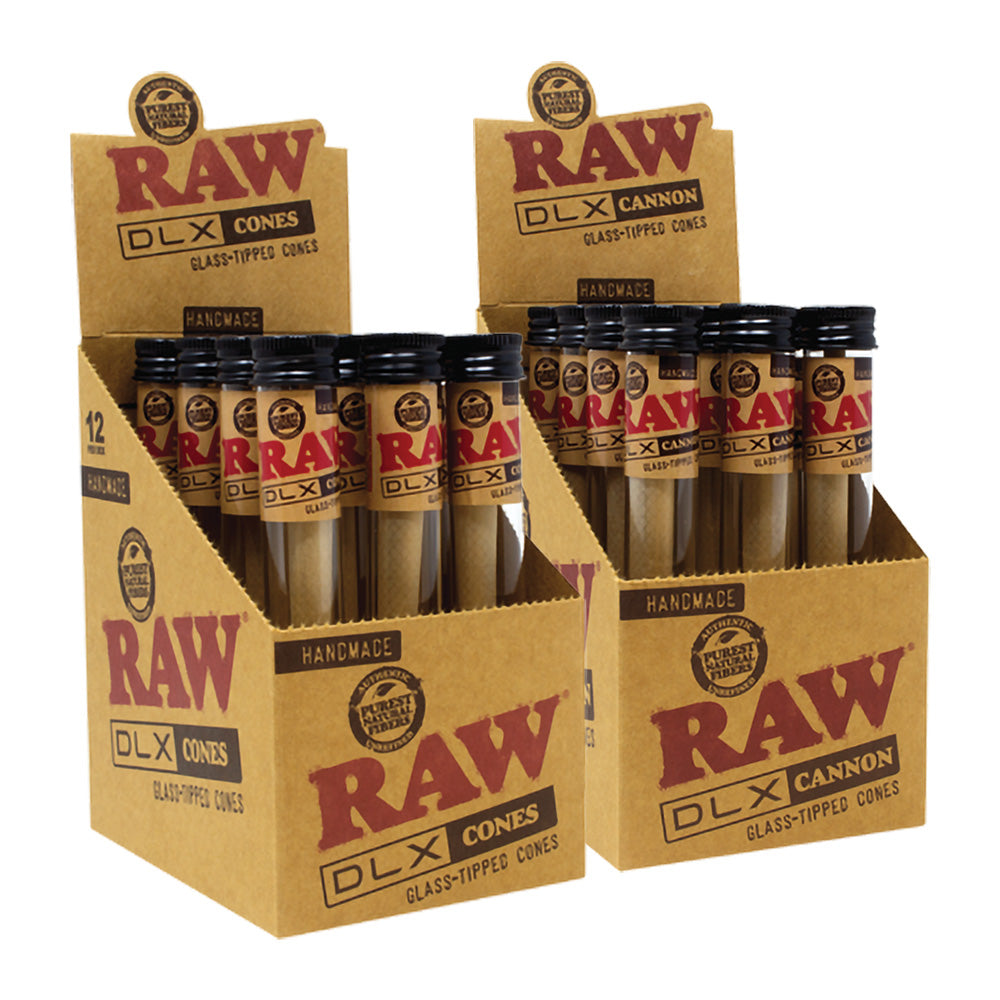 12PC DISP - RAW DLX Glass Tipped Cones - Headshop.com