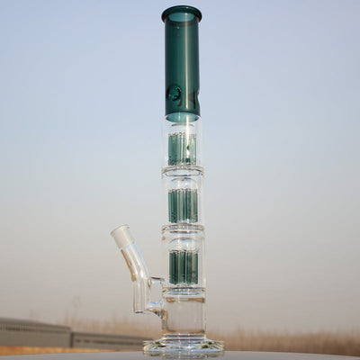 Approx. 19" Triple Tree Percolator Glass Water Pipe - Headshop.com
