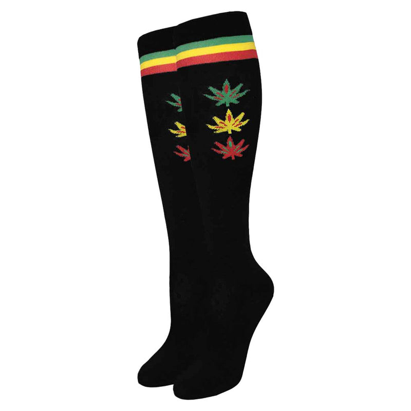Julietta Rasta Leaves & Stripes Knee High Socks - Headshop.com