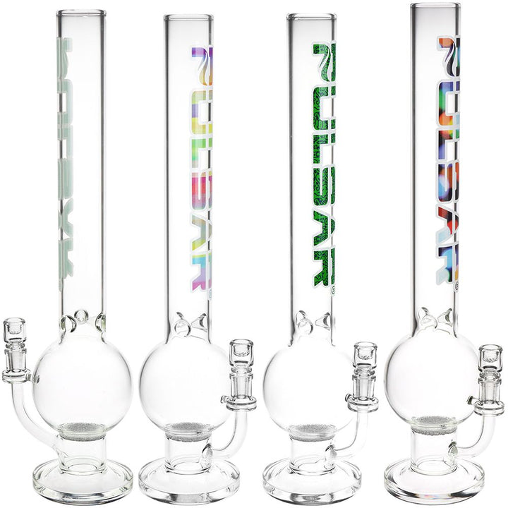 Pulsar Round Ball Glass Water Pipe - 12" / 14mm F / Clear