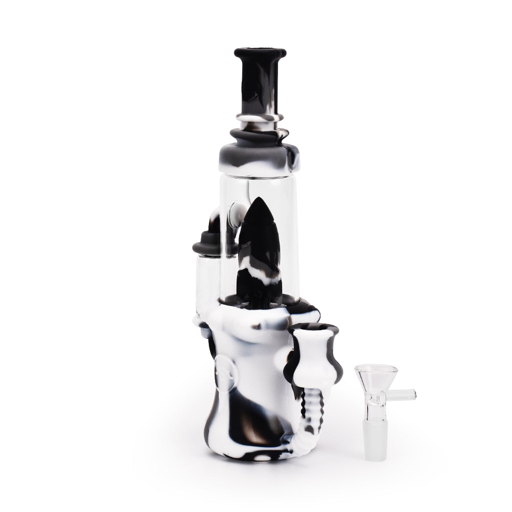 Ritual - 8.5'' Silicone Rocket Recycler - Black & White - Headshop.com