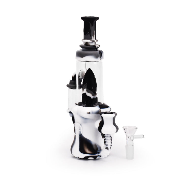 Ritual - 8.5'' Silicone Rocket Recycler - Black & White - Headshop.com