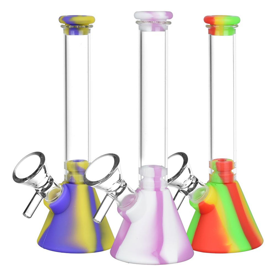 Silicone on Glass Beaker Water Pipe - 6" / 14mm F 6ct - Headshop.com