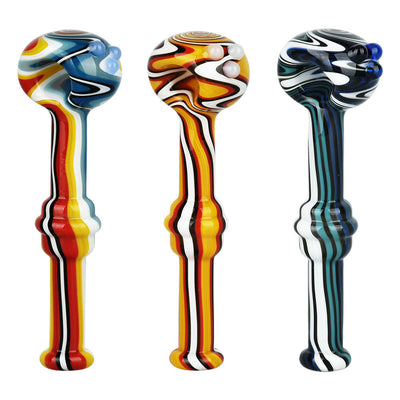 Extended Flow Wig Wag Glass Spoon Pipe - 4.75" / Colors Vary - Headshop.com