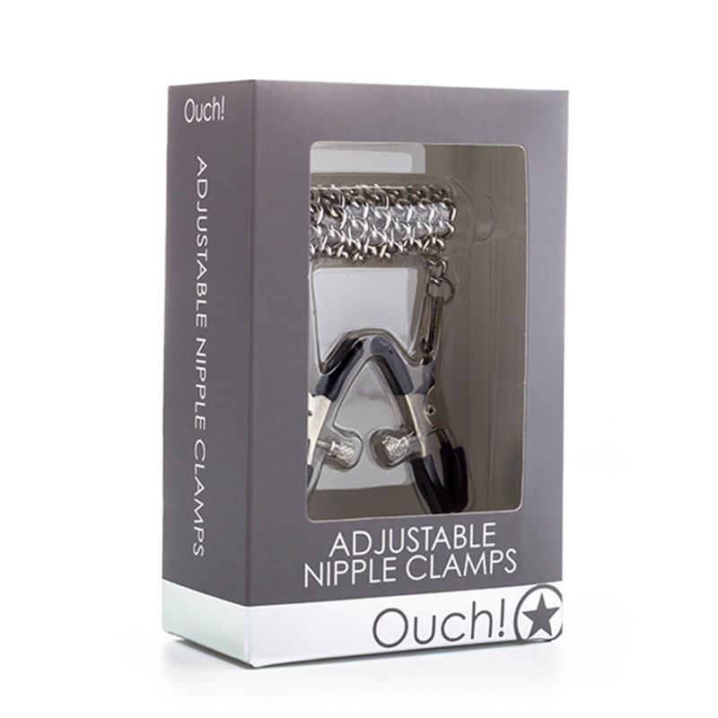 Ouch! Adjustable Metal Nipple Clamps With Chain Silver - Headshop.com