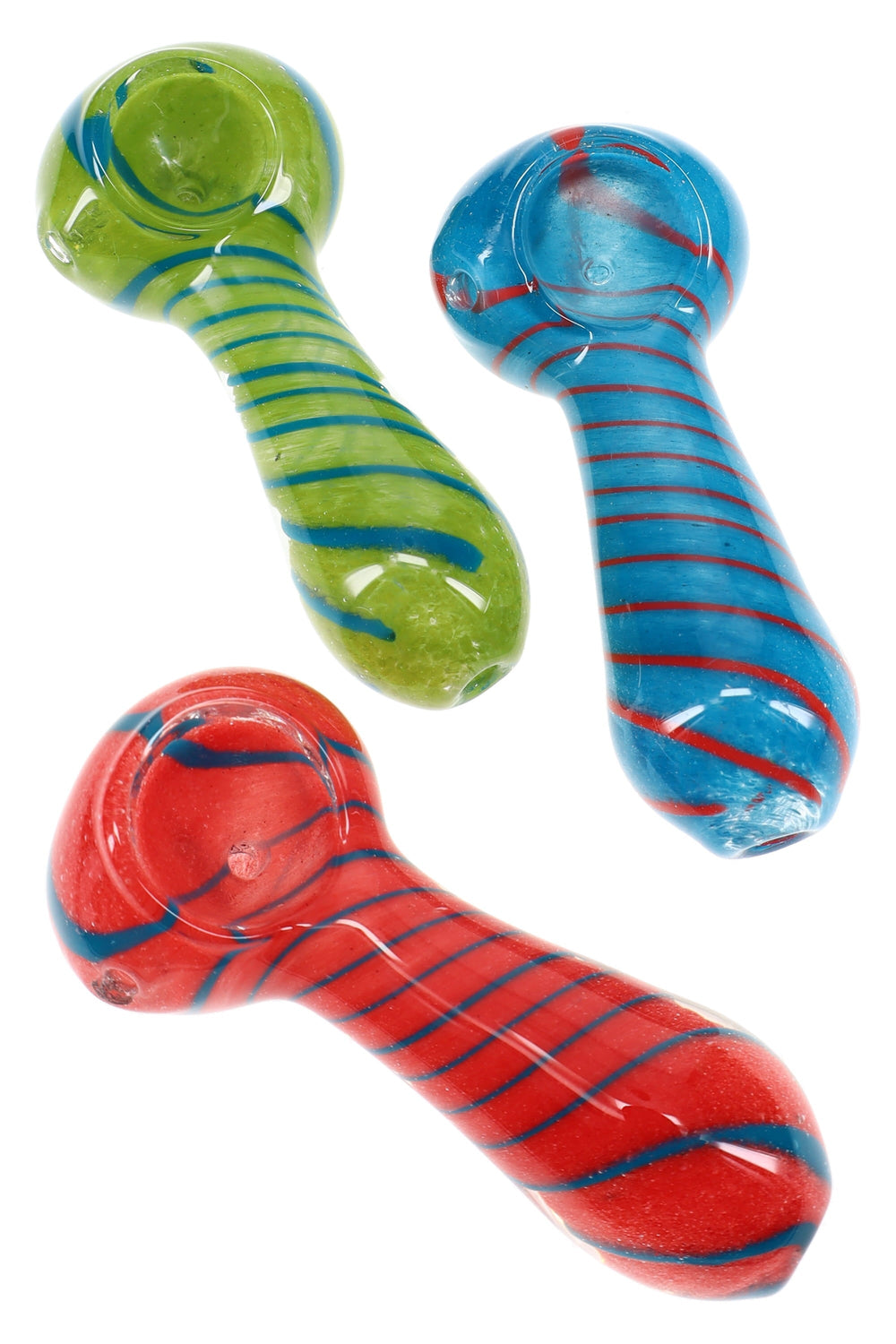 Spiral Striped Frit Glass Spoon Pipe “Pocket Cyclone” – 3.5″ – Assorted Colors - Headshop.com