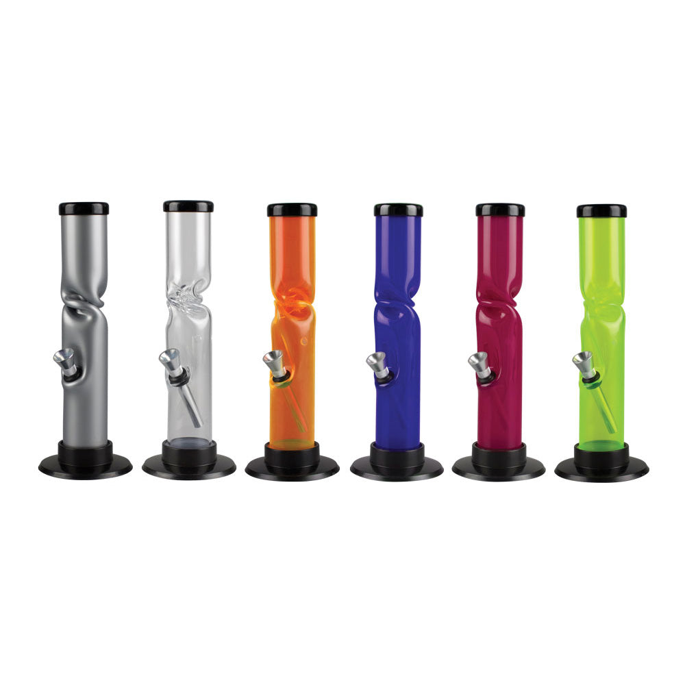 Acrylic Straight Water Pipe w/ Ice Catch - 9" / Colors Vary - Headshop.com