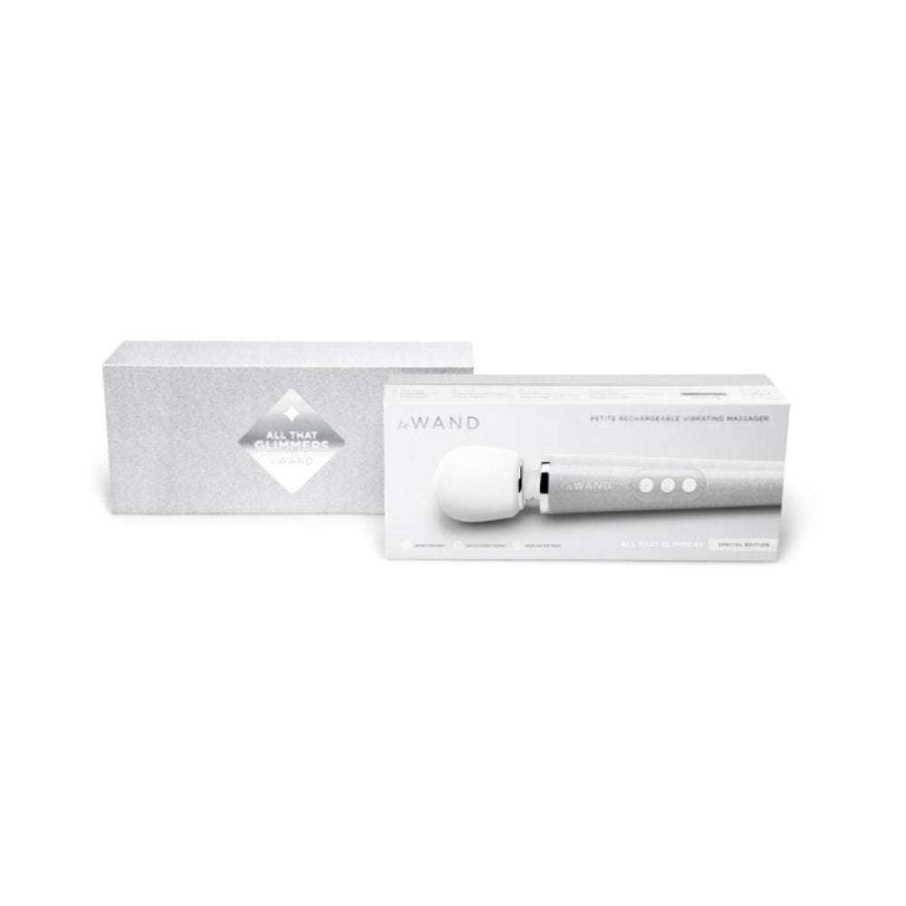 Le Wand All That Glimmers Petite Rechargeable Vibrating Massager Special Edition Set White - Headshop.com
