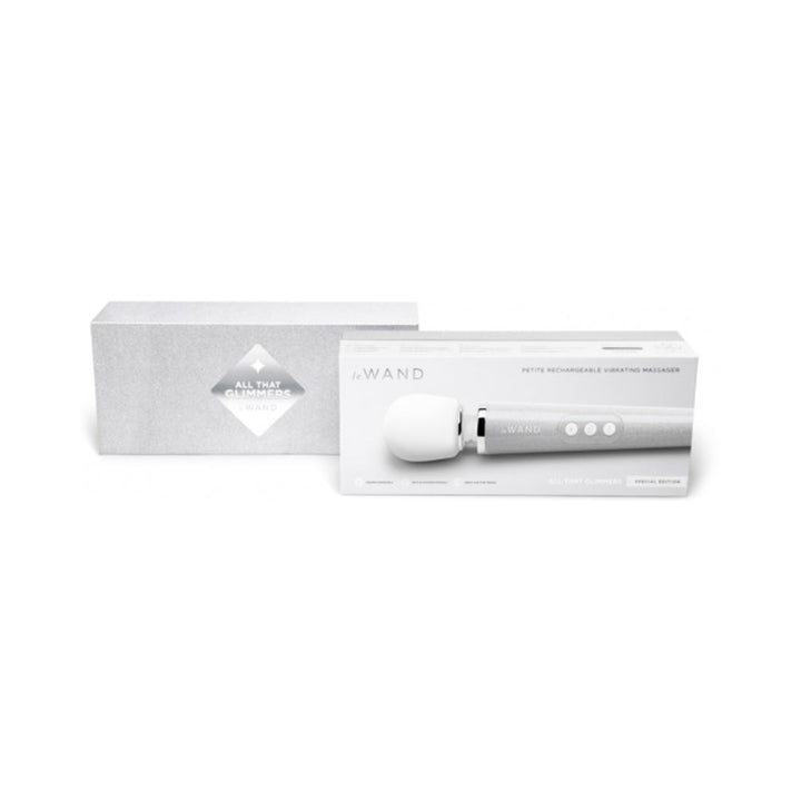 Le Wand All That Glimmers Petite Rechargeable Vibrating Massager Special Edition Set White - Headshop.com