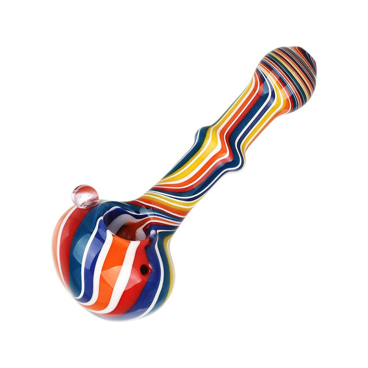 Rainbow Stripes Glass Spoon Pipe - 5" - Headshop.com