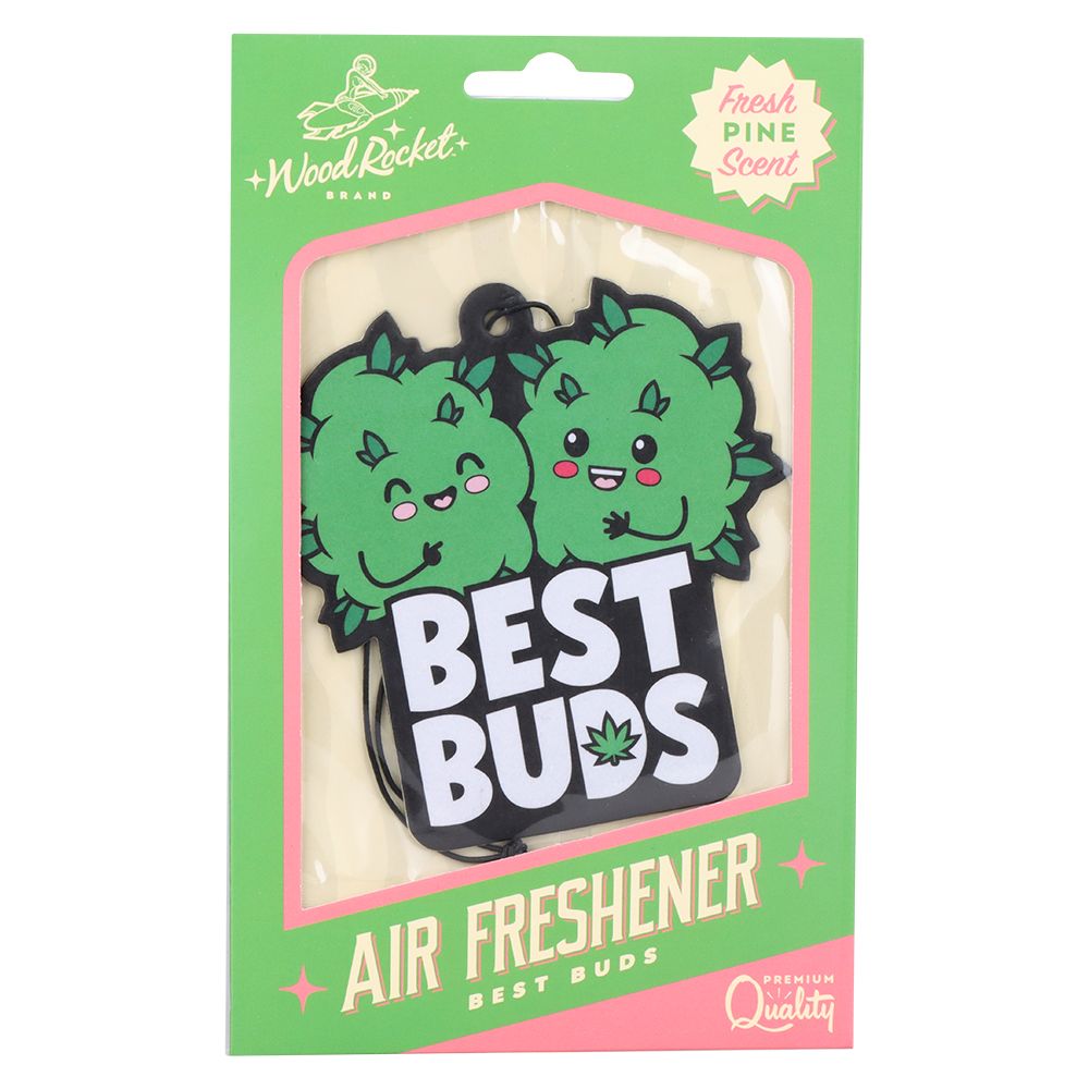 Wood Rocket Car Air Freshener - Best Buds / Pine Scent / 3.5"x3.75" - Headshop.com