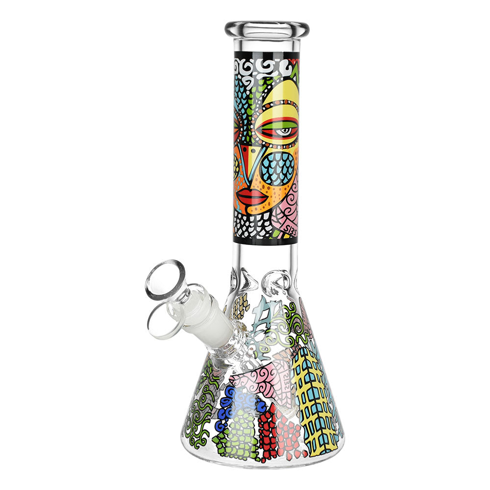 Abstract Art Beaker Water Pipe - 9.75"/14mm F/Designs Vary - Headshop.com